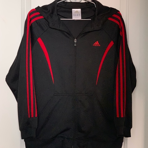 adidas Jackets & Blazers - BLK/RED WOMENS ADIDAS L FULL ZIP HOODIE
